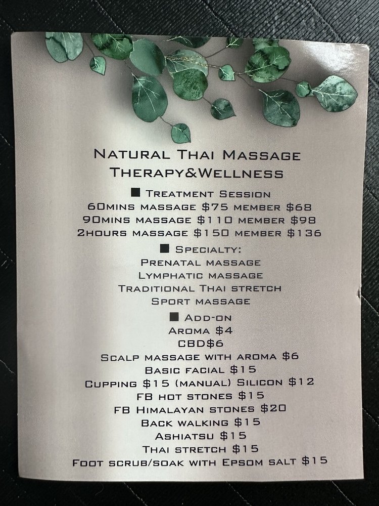 NATURAL THAI MASSAGE THERAPY WELLNESS Updated June 2025 1420 O