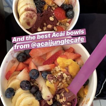 Acai Jungle Cafe - Açaí topped with nanas, bluebs, strawbs, mango & granola. - Sandwiches Near Me - Burbank, California Acai Jungle Cafe - Açaí topped with nanas, bluebs, strawbs, mango & granola. - Sandwiches Near Me - Burbank, California