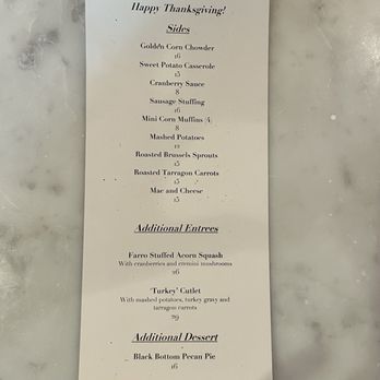 P.S. Kitchen - Thanksgiving 2025 menu. - Vegetarian Near Me - New York, New York