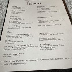 Element - Fall 2019 menu