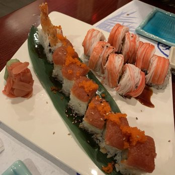 Cafe Asia 2 - Left: Red Dragon Roll (8). Right: Cherry Blossom Maki (8) - Sushi Bars Near Me - Roanoke, Virginia