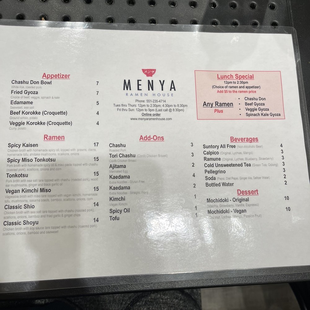 Menya Ramen House - Menu - Ramen Near Me - Metuchen, New Jersey Menya Ramen House - Menu - Ramen Near Me - Metuchen, New Jersey