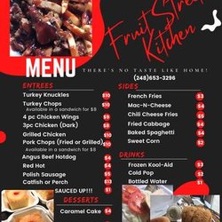 Fruit Street Kitchen - Standard menu