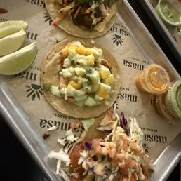 Korean beef taco, shrimp taco, and fried fish taco! Korean beef taco, shrimp taco, and fried fish taco!
