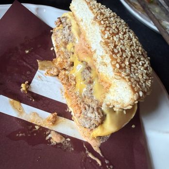 MINARI & The Pikok Lounge - Happy hour burger with cheese and kimchi aioli - Korean Near Me - Minneapolis, Minnesota