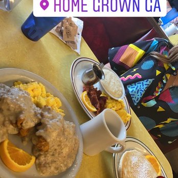 Home Grown - Comfy Chicken Biscuits with scrambled cheese eggs and the Basic Breakfast with Pancakes - Diners Near Me - Atlanta, Georgia