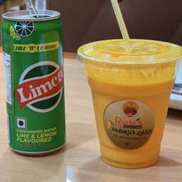 Mango lassi and Limca(Indian kind of lemonade sprite) Mango lassi and Limca(Indian kind of lemonade sprite)