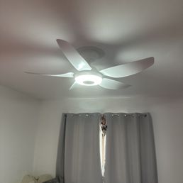 Ceiling fan installation with Bluetooth speakers