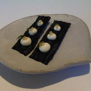 The Ledbury - Amuse bouche (something to do with seaweed and squid) - Modern European Near Me - London, XGL The Ledbury - Amuse bouche (something to do with seaweed and squid) - Modern European Near Me - London, XGL