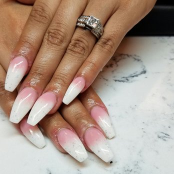 Modern Nails - My French ombre nails with a little glitter on the white...in love! - Nail Salons Near Me - Olympia, Washington Modern Nails - My French ombre nails with a little glitter on the white...in love! - Nail Salons Near Me - Olympia, Washington