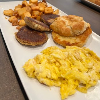 Jo Ellen's - Salmon croquettes, scrambled eggs, home fries and a biscuit - Cocktail Bars Near Me - Tallahassee, Florida Jo Ellen's - Salmon croquettes, scrambled eggs, home fries and a biscuit - Cocktail Bars Near Me - Tallahassee, Florida
