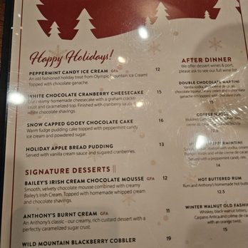 Anthony's - Homeport - Dessert menu Dec 2025 - Seafood Near Me - Edmonds, Washington