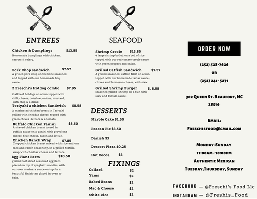 Menu photo 1 Freschi’s Food Beaufort, NC Menu photo 1 Freschi’s Food Beaufort, NC