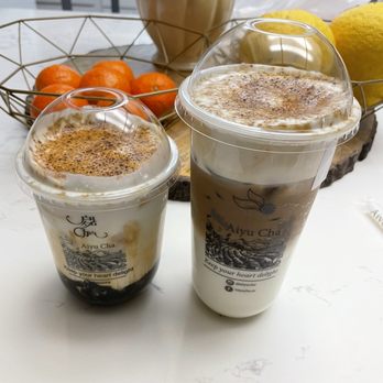 Aiyu Cha - Lava Boba Milk Tea (left) and Bac Xiu (Right) - Bubble Tea Near Me - Westminster, California Aiyu Cha - Lava Boba Milk Tea (left) and Bac Xiu (Right) - Bubble Tea Near Me - Westminster, California