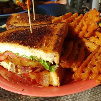 Sam's Beach Bar - Sams BLT with sweet potato waffle fries - Seafood Near Me - Hudson, Florida Sam's Beach Bar - Sams BLT with sweet potato waffle fries - Seafood Near Me - Hudson, Florida