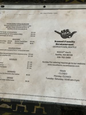 Menu photo 2 Kauai Family Restaurant Seattle, WA Menu photo 2 Kauai Family Restaurant Seattle, WA