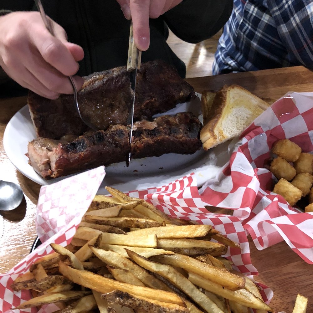 Pardner's Bar-B-Que - Full rack of baby back ribs, maybe 14 ribs total. HUGE side of fries. - Barbeque Near Me - Piney Flats, Tennessee Pardner's Bar-B-Que - Full rack of baby back ribs, maybe 14 ribs total. HUGE side of fries. - Barbeque Near Me - Piney Flats, Tennessee