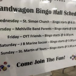 Bandwagon Bingo Hall - Bingo schedule