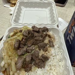 Steak and white rice