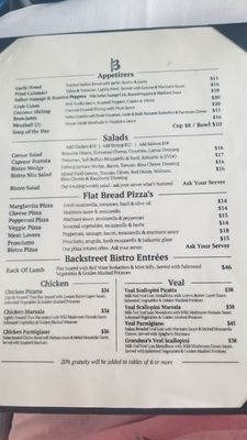 Menu photo 1 Backstreet Bistro Palm Desert, CA