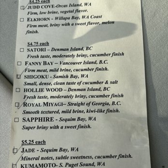 The Oyster Bar - Oysters we tried - Seafood Near Me - Bow, Washington