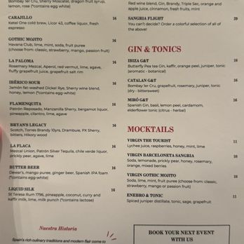 Telefèric Barcelona - 1/2/26. Menu - Spanish Near Me - Roseville, California