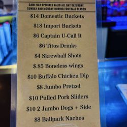 Front Row Bar - Eatery - Events - Football season specials!