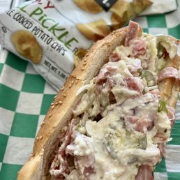 Chopped Italian sandwich with spicy dill chips Chopped Italian sandwich with spicy dill chips