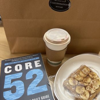 Conversations - Mocha, PB & Bananas with Honey on Multigrain Toast with some reading - Cafes Near Me - Honolulu, Hawaii