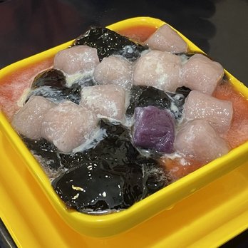 Fresh Legend - Watermelon grass jelly ($6.75) with taro balls ($~2.00) - Desserts Near Me - Vancouver, British Columbia