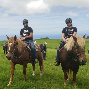 Paniolo Adventures - Our shirts read: I like his beard, I like her butt. Bruce and Alii, myself and Epo. - Horseback Riding Near Me Paniolo Adventures - Our shirts read: I like his beard, I like her butt. Bruce and Alii, myself and Epo. - Horseback Riding Near Me