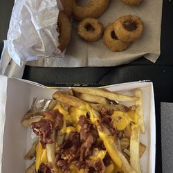 Cook Out - Bacon Cheese Fries, Onion Rings