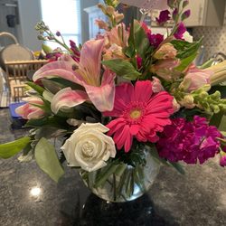 OK Florist - Gerber daisies, roses, lilies, tulips, snapdragons, and more in a beautiful rose bowl. Highly recommend.