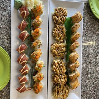 V & A Sushi - L to R: Hawaiian Roll, Classic Roll, 82nd Roll, Oregon Roll - Japanese Near Me - Portland, Oregon