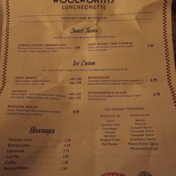 Woolworth’s Luncheonette - The back of the menu - Diners Near Me - Bakersfield, California Woolworth’s Luncheonette - The back of the menu - Diners Near Me - Bakersfield, California