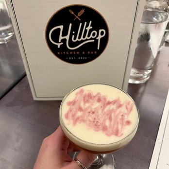 Hilltop Kitchen & Bar - The NY Sour- such a pretty presentation! - Wine Bars Near Me - Syosset, New York