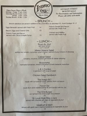 Menu photo 8 Indigo Cafe & Bar Montevallo, AL