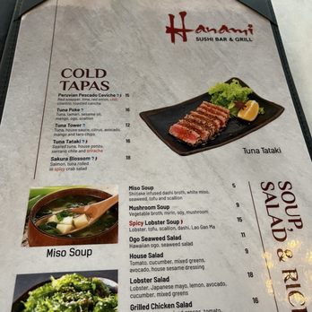 Hanami Sushi Bar & Grill - Cold tapas menu - Japanese Near Me - Belmont, Massachusetts