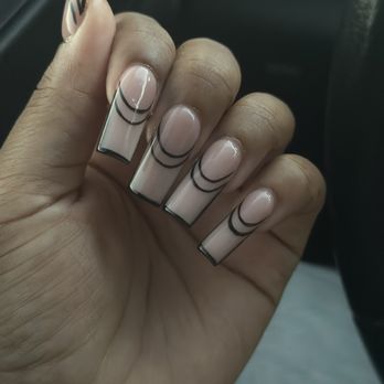 Luna Nails Bar - Nude powder and black gel polish . Love love ! - Nail Salons Near Me - Bellflower, California