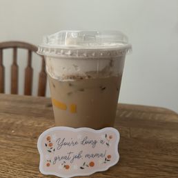 The Usual iced and a sweet sticker since I recently became a mom! The Usual iced and a sweet sticker since I recently became a mom!