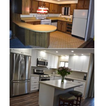 Premium Cabinets - Before and after. Love the layout and how they moved the appliances around to make better use of the space. - Cabinetry Near Me - Oceanside, California Premium Cabinets - Before and after. Love the layout and how they moved the appliances around to make better use of the space. - Cabinetry Near Me - Oceanside, California