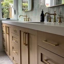 Ron’s Custom Cabinets - Custom white oak restroom