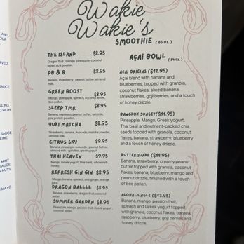 Wakie Wakie’s - Smoothies/Açaí Bowls Menu - Breakfast & Brunch Near Me - Westbrook, Maine Wakie Wakie’s - Smoothies/Açaí Bowls Menu - Breakfast & Brunch Near Me - Westbrook, Maine