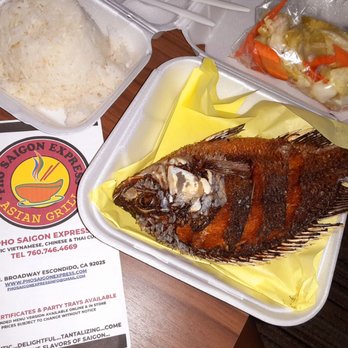Pho Saigon Express - Whole fried tilapia (R.25) - Vietnamese Near Me - Escondido, California Pho Saigon Express - Whole fried tilapia (R.25) - Vietnamese Near Me - Escondido, California