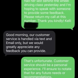 Text message conversation with the business.