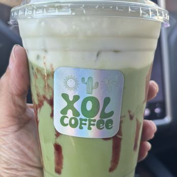 Xol Coffee - Strawberry Matcha with Vanilla cold foam. - Coffee & Tea Near Me - Fontana, California Xol Coffee - Strawberry Matcha with Vanilla cold foam. - Coffee & Tea Near Me - Fontana, California