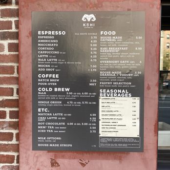 Kohi Coffee Company - Menu - Coffee & Tea Near Me - Boston, Massachusetts