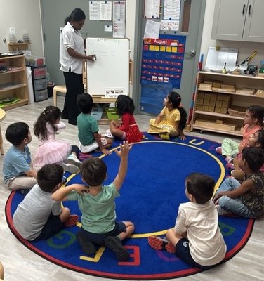 Kindergarten Program (Ages 5-6 years) - Ages 5-6 years (must be 5 by October 31, 2025)
Teacher-to-child ratio 1:12
Advanced academic preparation with leadership opportunities, complex problem-solving, and school readiness development.
Key Focus Areas:
Complex project completion with research and presentation
Mentoring younger children as classroom leaders
Advanced academic skills in all subject areas
Elementary school transition preparation
Leadership responsibilities and community service Kindergarten Program (Ages 5-6 years) - Ages 5-6 years (must be 5 by October 31, 2025)
Teacher-to-child ratio 1:12
Advanced academic preparation with leadership opportunities, complex problem-solving, and school readiness development.
Key Focus Areas:
Complex project completion with research and presentation
Mentoring younger children as classroom leaders
Advanced academic skills in all subject areas
Elementary school transition preparation
Leadership responsibilities and community service