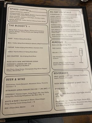 Menu photo 1 The Nook Charlottesville, VA