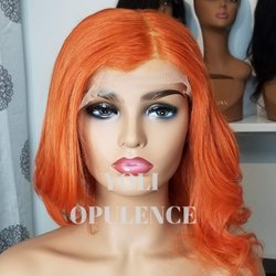 Yoli Opulence - Yoli Opulence - Custom 12" Ginger Orange Brazilian Bob Lace Front Wig